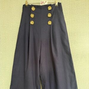 English Factory Elegant Navy Wide-Leg Sailor Pants